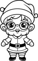 Black and White Cartoon Illustration of Cute Little Elf Character for Coloring Book vector