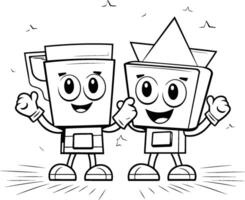 Cartoon Illustration of Two Ice Cream Cup Mascot Characters vector