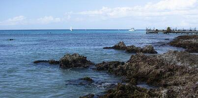 rocoso costa en el caribe mar 2 foto
