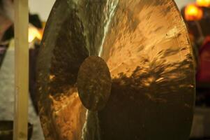 Golden oriental gong photo