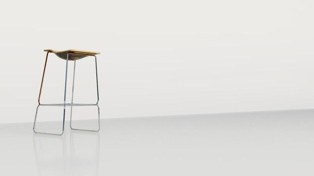 3d representación despertar taburete y bar silla en blanco antecedentes foto