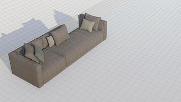 3d rendering sofa on bluebprint photo