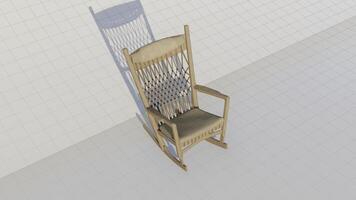 3d rendering wooden rocking chair on blueprint background photo