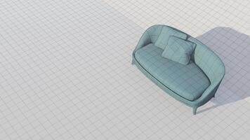 3d rendering modern minimalist sofa on blueprint photo