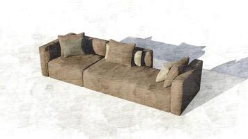 3d rendering sofa on sketch photo