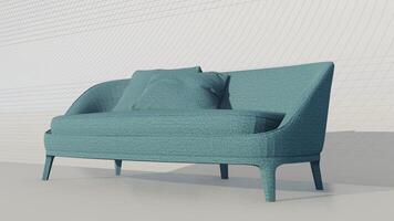 3d rendering modern minimalist sofa on blueprint photo