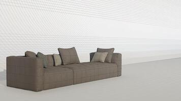 3d rendering sofa on bluebprint photo