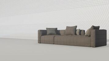 3d rendering sofa on bluebprint photo