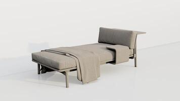 3d rendering a lounge sofa with a backrest on only one side and a coffee table attached photo