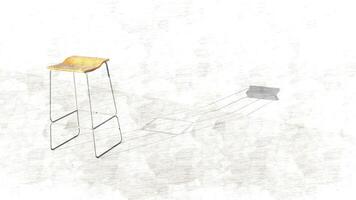 3d rendering wake stool and bar chair on sketch photo