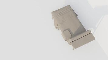 3d rendering a lounge sofa with a backrest on only one side and a coffee table attached photo