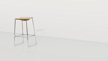 3d representación despertar taburete y bar silla en blanco antecedentes foto