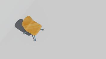 3d rendering single minimalist office chair with glossy wood and 4 wheelchair legs. photo