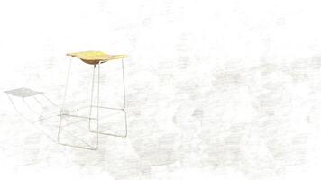 3d rendering wake stool and bar chair on sketch photo