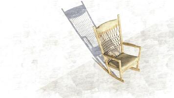 3d rendering wooden rocking chair on sketch photo