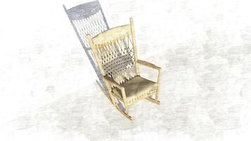 3d rendering wooden rocking chair on sketch photo