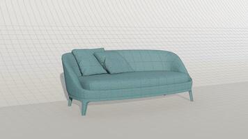 3d rendering modern minimalist sofa on blueprint photo