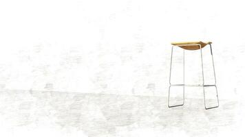 3d rendering wake stool and bar chair on sketch photo