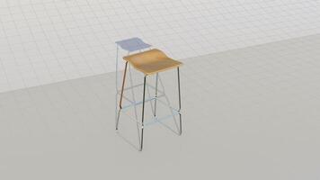 3d rendering barstool on blueprint background photo