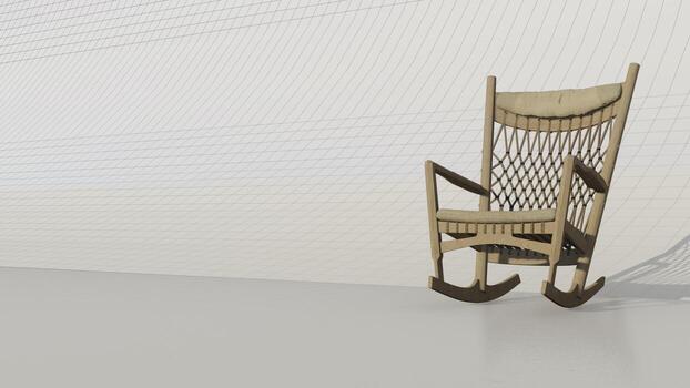 3d representación de madera balanceo silla en Plano antecedentes foto