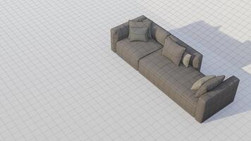 3d rendering sofa on bluebprint photo