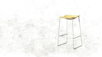 3d rendering wake stool and bar chair on sketch photo