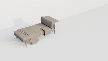 3d rendering a lounge sofa with a backrest on only one side and a coffee table attached photo