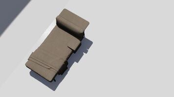 3d rendering a lounge sofa with a backrest on only one side and a coffee table attached photo