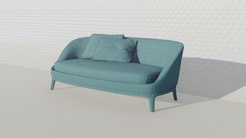 3d rendering modern minimalist sofa on blueprint photo