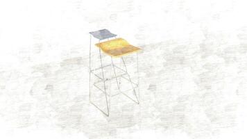 3d rendering wake stool and bar chair on sketch photo