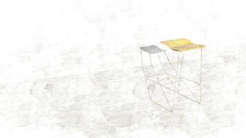 3d rendering wake stool and bar chair on sketch photo