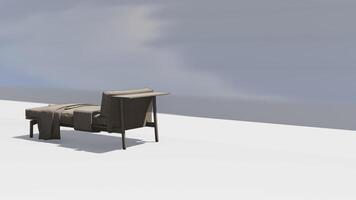 3d rendering a lounge sofa with a backrest on only one side and a coffee table attached photo
