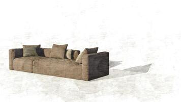 3d rendering sofa on sketch photo