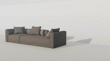 3d rendering sofa on bluebprint photo