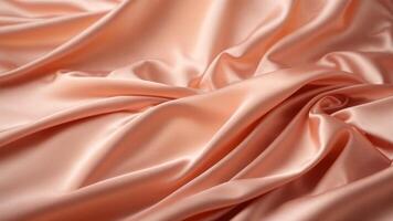 Smooth elegant light peach full colour silk or satin luxury cloth fabric texture, abstract background design peach full. photo