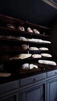 Assorted Loaves of Bread on Old Bakery Counter video