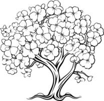 floración árbol. negro y blanco ilustración para colorante libro. vector