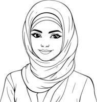 Portrait of beautiful young muslim woman in hijab. vector