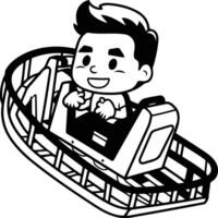 Man sliding on a roller coaster - Character Cartoon Illustration. vector