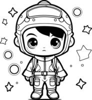 Coloring book for children Astronaut boy. vector