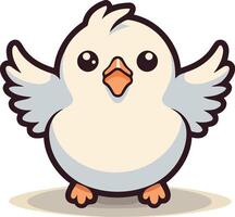 Illustration of Cute Little White Pigeon Bird Cartoon Character vector