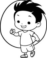 Cute boy running in the circle. Cartoon style. vector