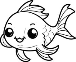 Coloring book for children cute goldfish. vector