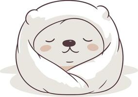 Cute sleeping bear cartoon of a sleeping bear. vector