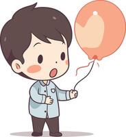 Boy with balloon in his hand of a cute boy. vector