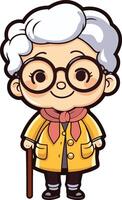 linda dibujos animados abuela mascota personaje vector