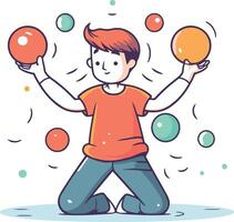 Illustration of a Kid Playing Juggling with Balls. . vector