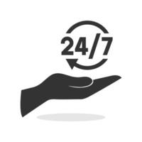 24 open service icon symbol with palm hand illustration. vector