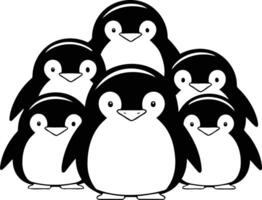 Cute penguins family isolated on white background. vector