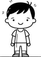Cute little boy in casual clothes. outline design. vector